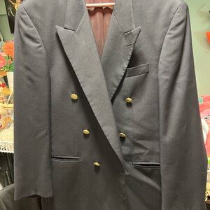 Bachrach Double-Breasted Black Blazer with Gold Buttons